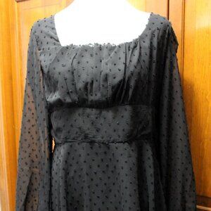 black dress, long sleeve, zip up back